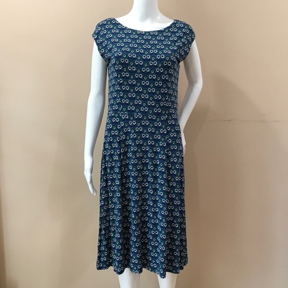 Boden Women’s 8 Jersey Sheath Dress Floral Printed Blue Green Stretch Feminine - Picture 1 of 5